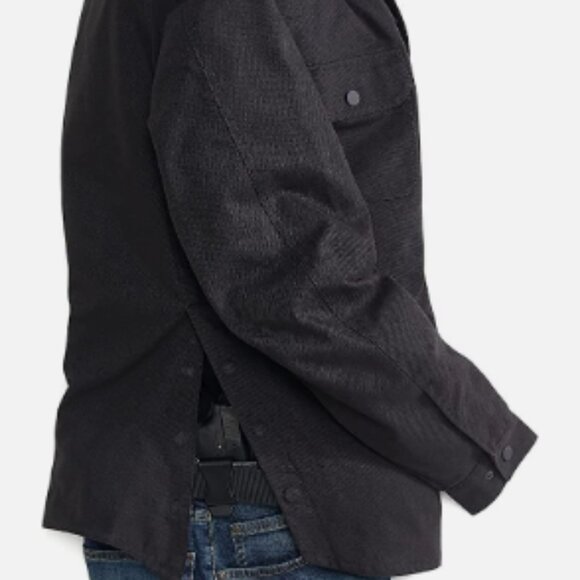 Concealed Carry Flannel Lined Canvas Shirt Jacket - Black | Medium - Picture 10 of 11
